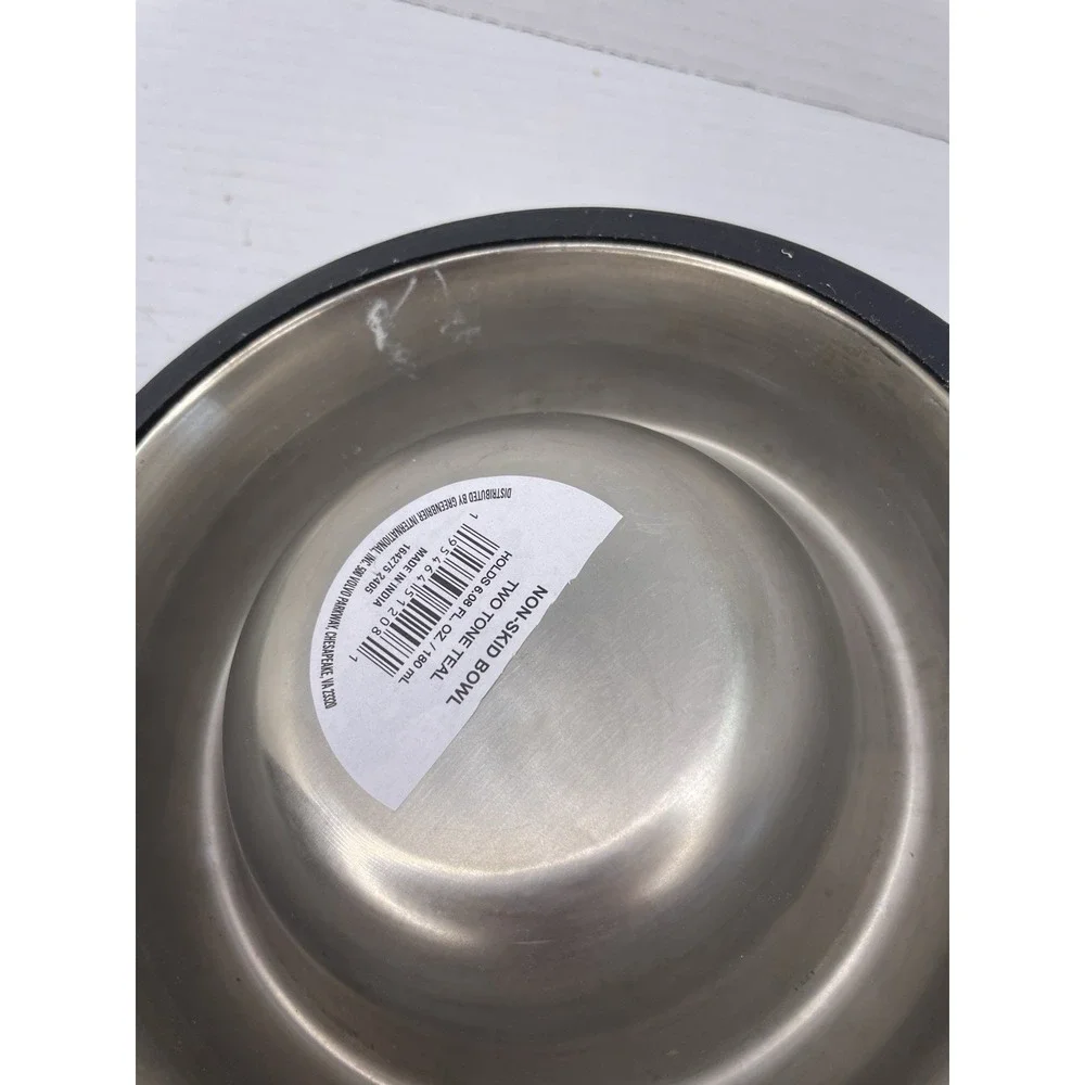 2pc Stainless Steel Non-Slip Rubber Bottom Small Dog Pet Food Water Bowl‎ Set